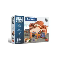 Zestaw Brick Trick Dworzec pozwala zbudować stację kolejową z prawdziwych cegieł. Idealny do podróży w świat wyobraźni!