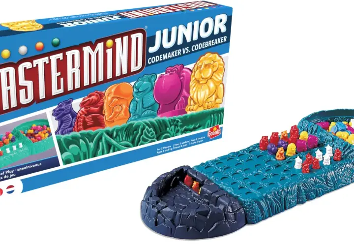 Mastermind Junior: gra zasady dla młodych strategów. Kolorowe zwierzątka i pionki czekają na odkrycie sekretnego kodu.