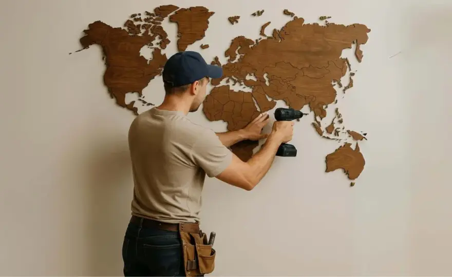 Drewniana mapa 3D na ścianę - jak wybrać i zamontować?