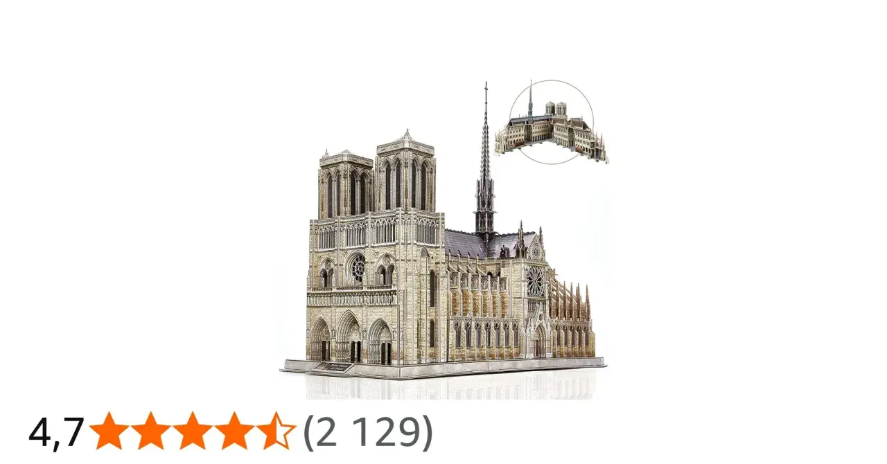 Model 3D katedry Notre Dame, wiernie odwzorowujący detale architektoniczne.
