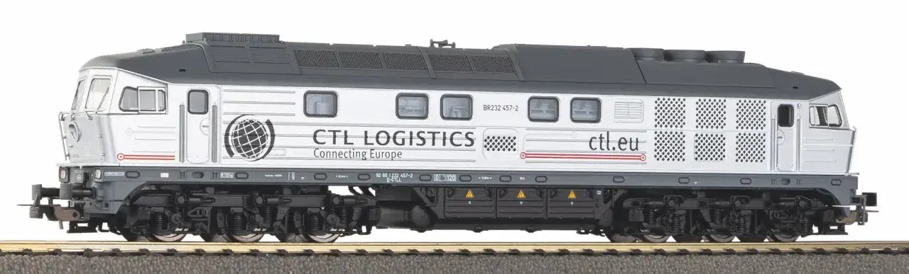 Model lokomotywy BR232 457-2 w barwach CTL Logistics, gotowy do transportu towarów po Europie.